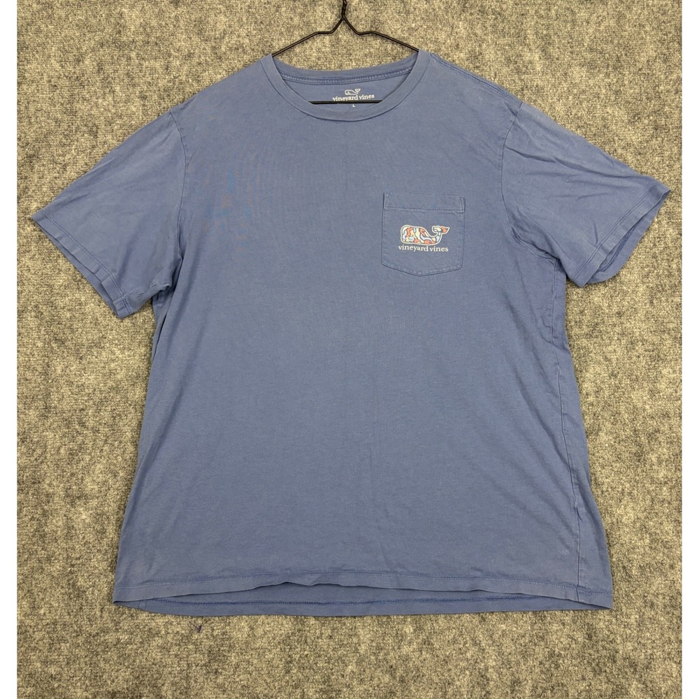 Vineyard Vines Mens Large Blue Short Sleeve Pocket T-Shirt Lobster Graphic Tee